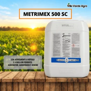 Bombona branca de 20 litros do herbicida Metrimex 500 SC com ametrina 500 g/L